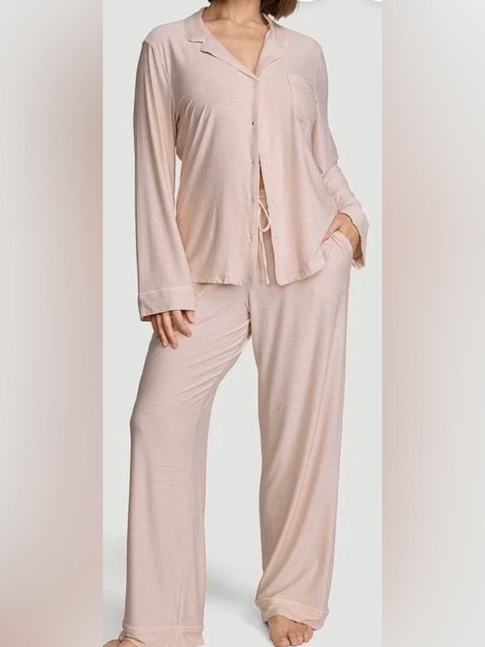 NWT WOMEN'S VICTORIA'S SECRET SUPERSOFT MODAL Pink L/S 2 PC PJ SET SZ XL  X-Long